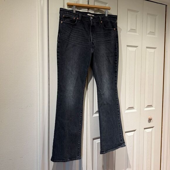 LIKE NEW Levi’s Premium Wedgie Bootcut High Rise Jeans Black Low Stretch 34 - Picture 8 of 12